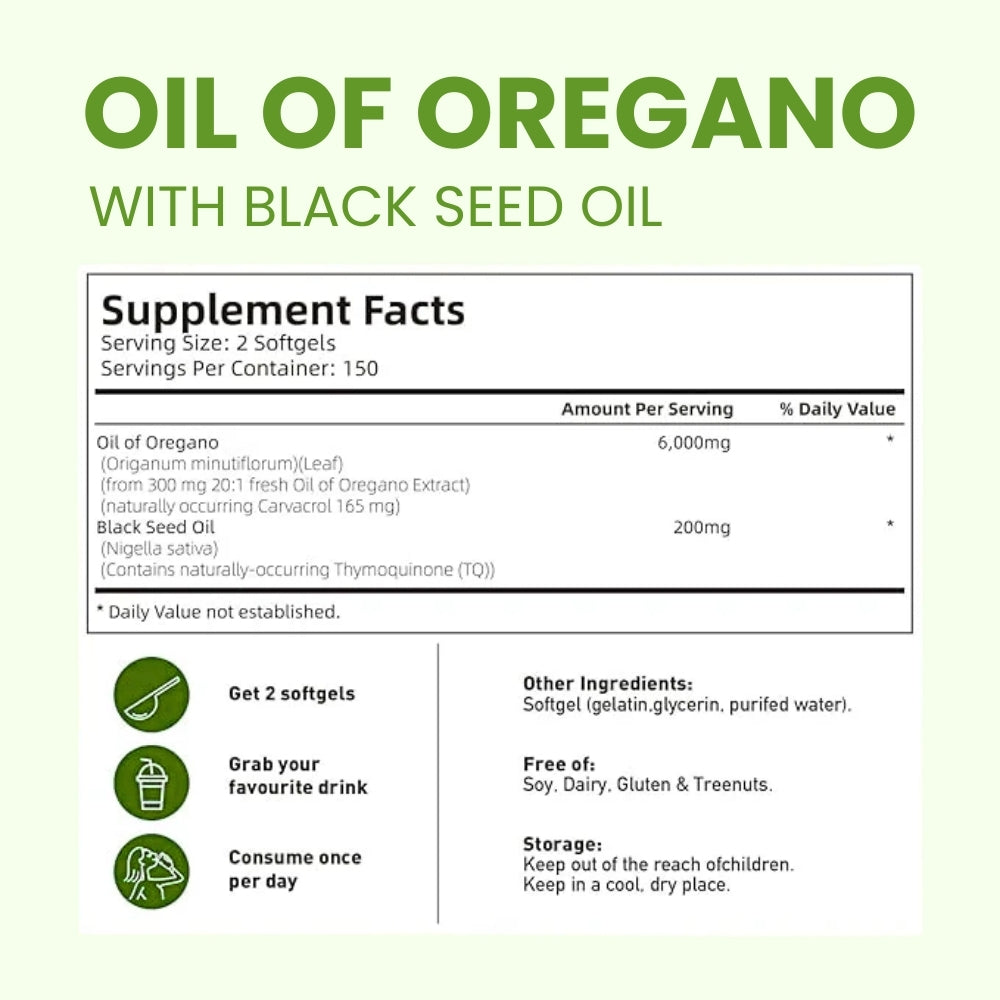 Milluva™ Oil of Oregano & Black Seed Oil