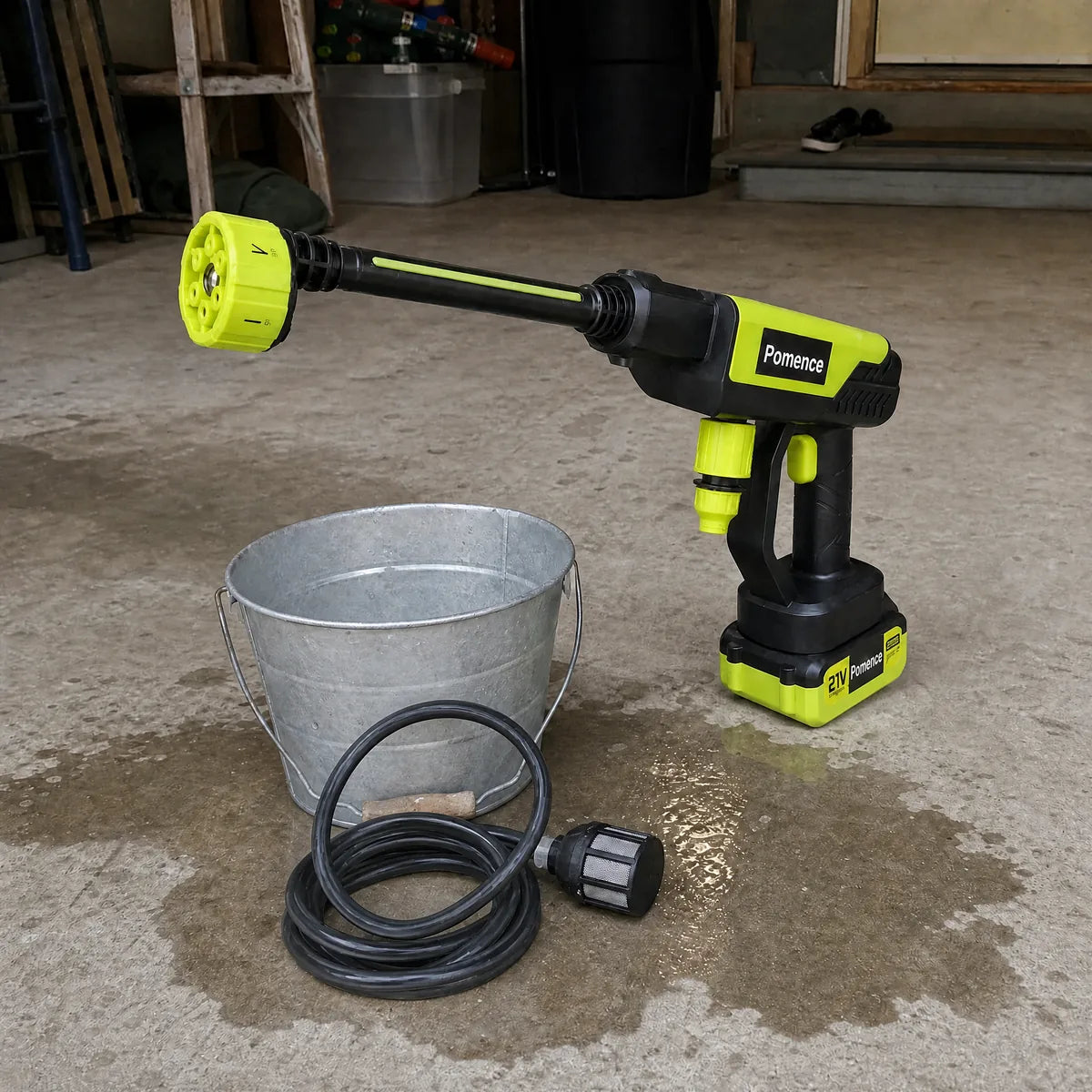 Robert S. setting up the Pomence washer from a bucket