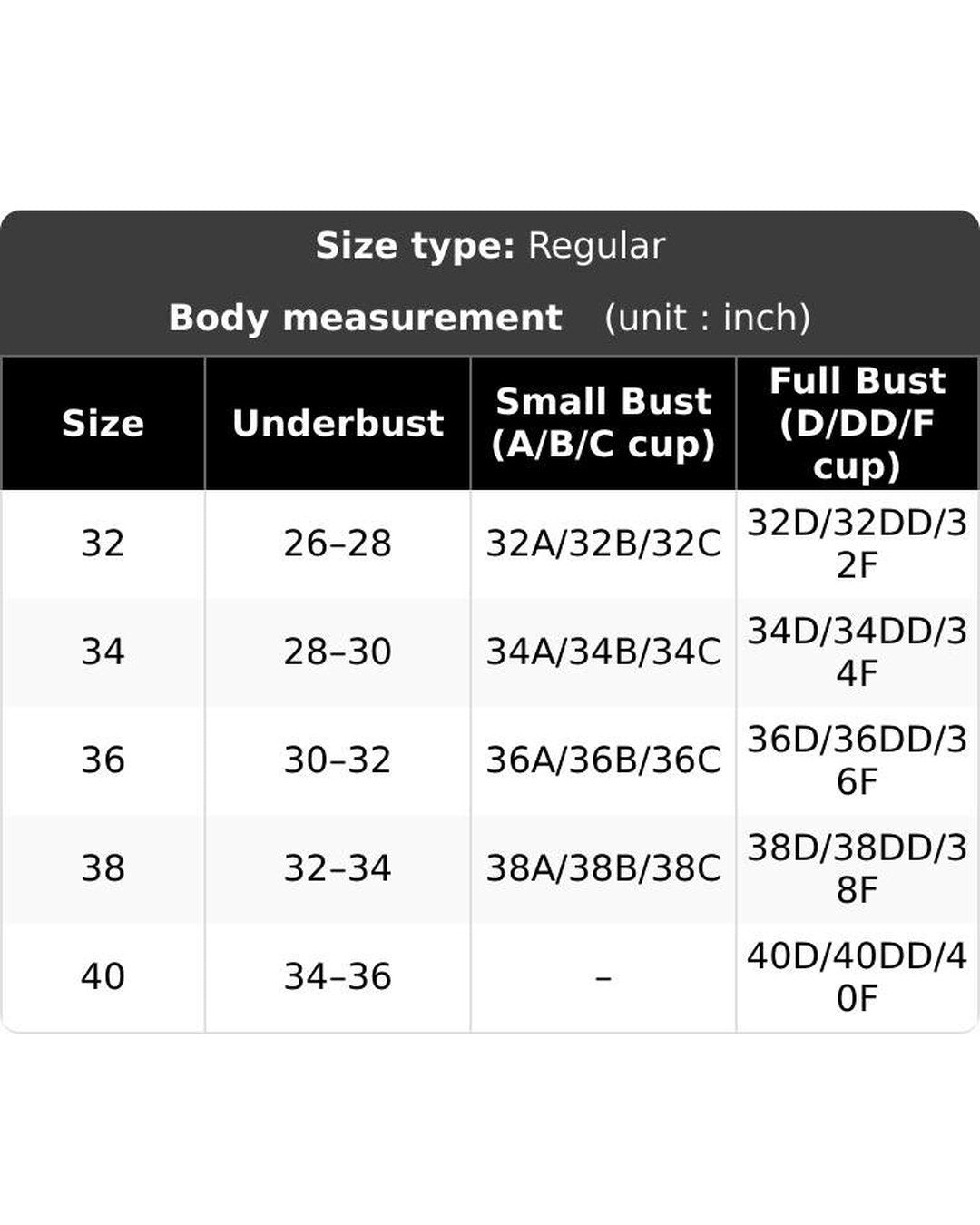 Pomence Strapless Front Closure Push-Up Bra. Pomence Strapless Front Closure Push-Up Bra size chart