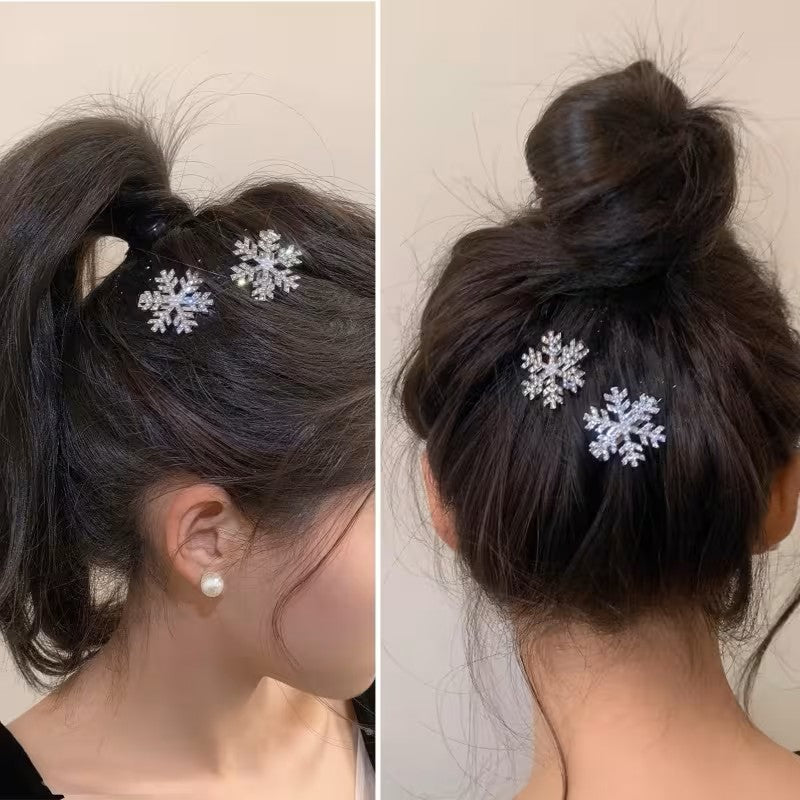 Sparkling Diamond Snow Hair Clips, Elegant Winter Metal Alligator Barrettes