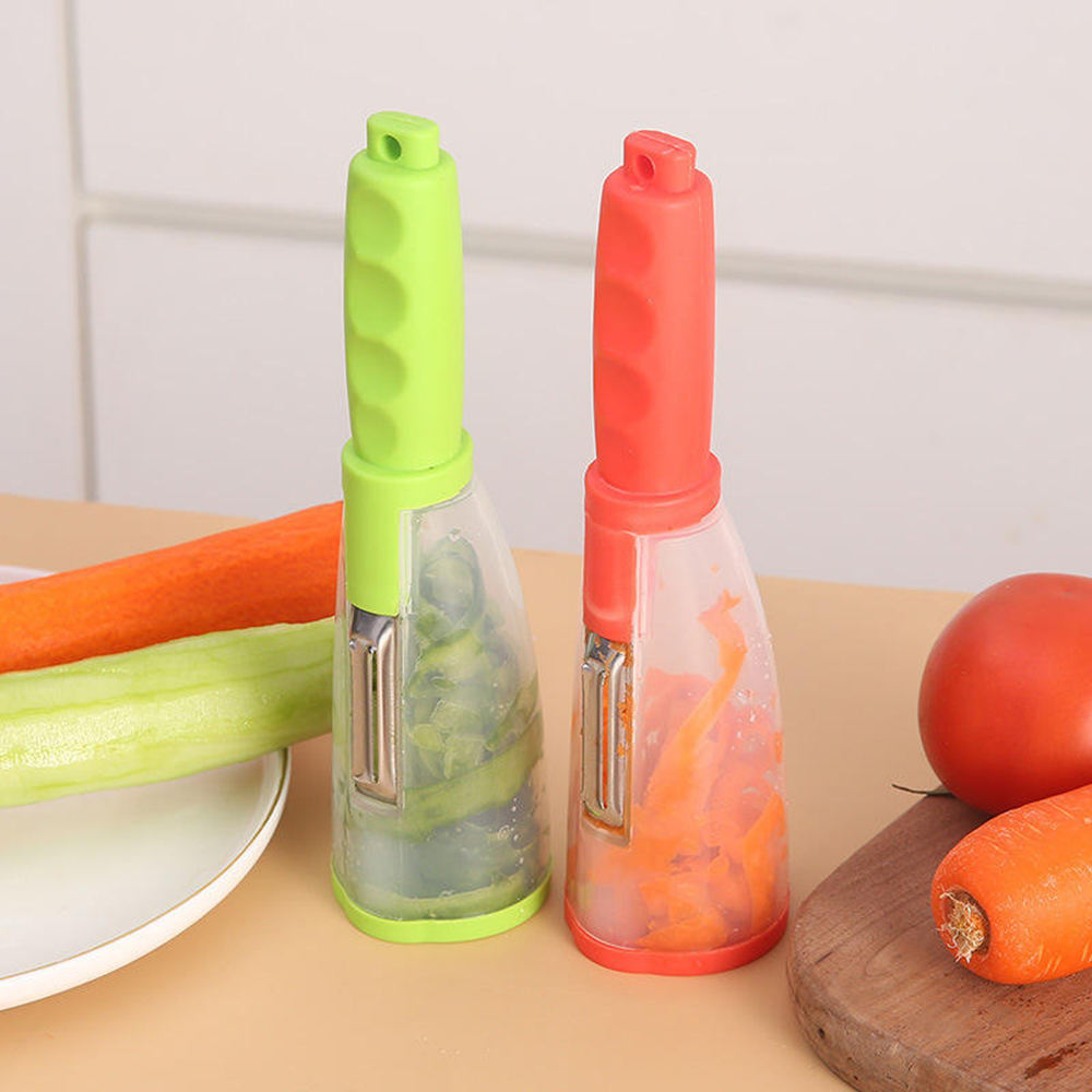 Vegetable & Fruit Peeler with Built-In Peel Container