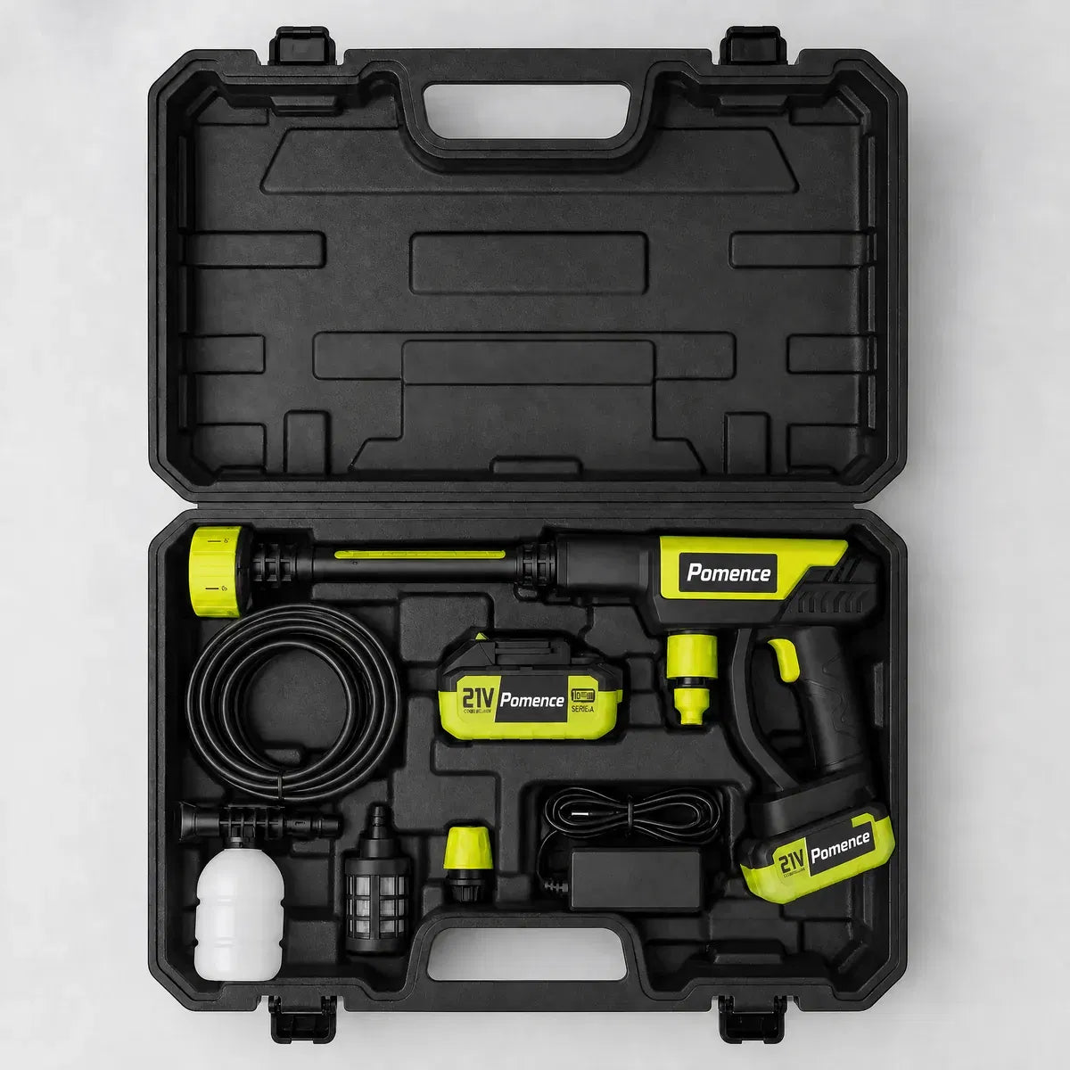 Pomence hard case with accessories arranged inside