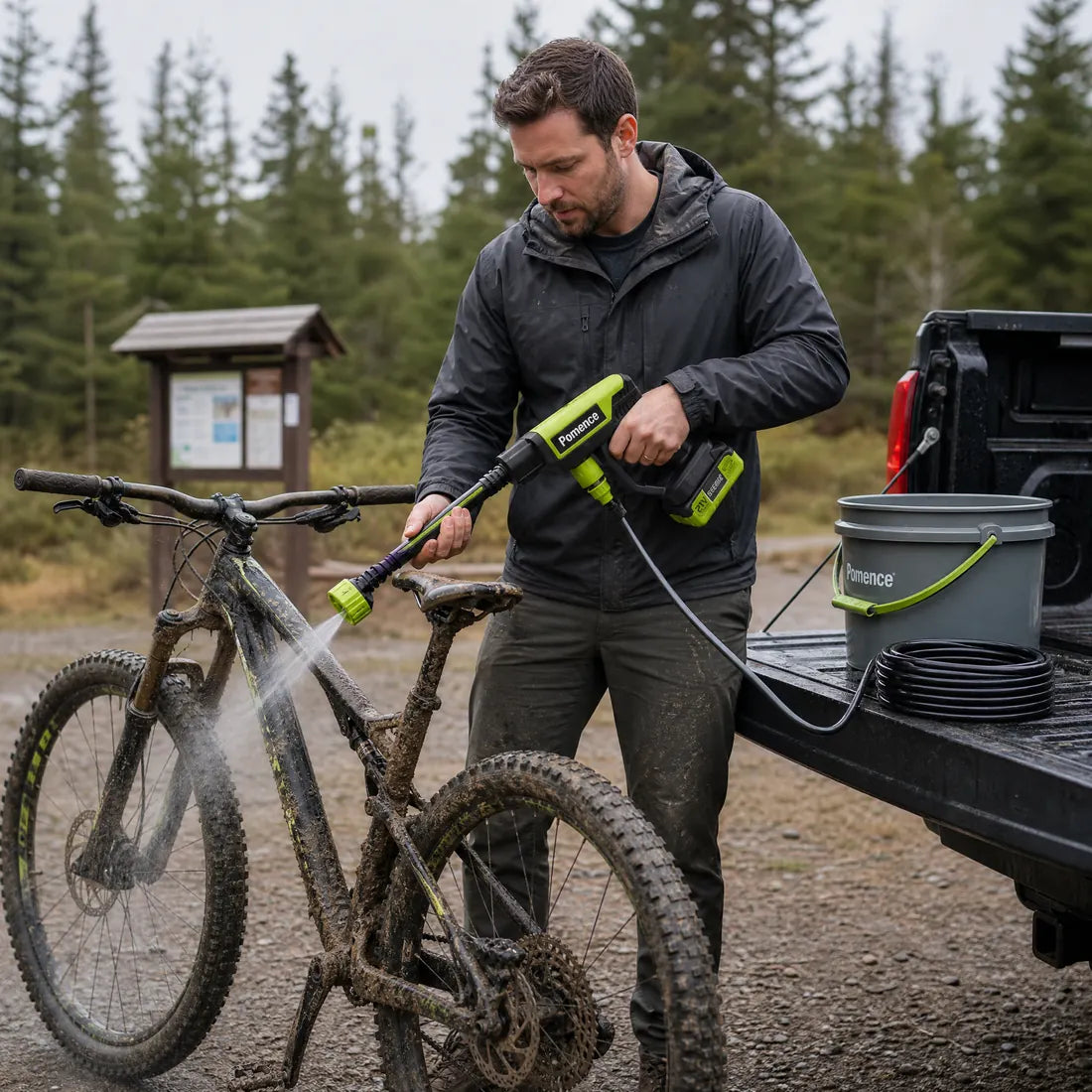 Pomence mountain bike cleaning