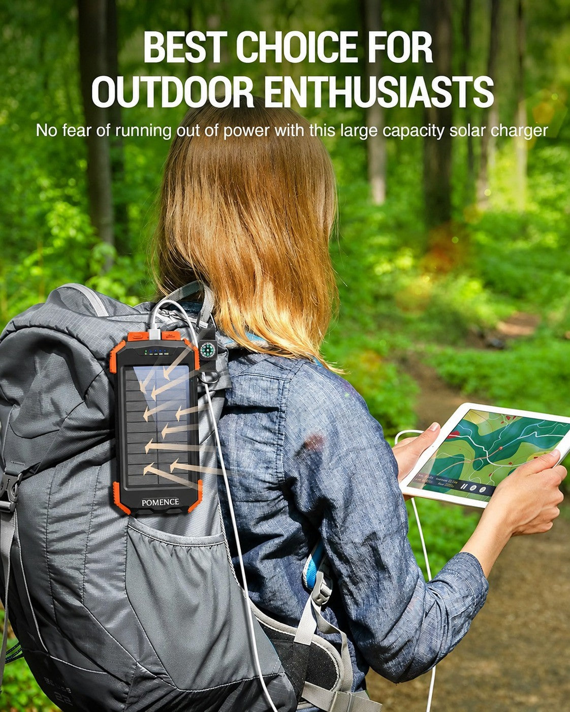 Large capacity solar charger for outdoor use