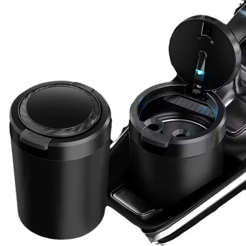 Portable LED Car Ashtray, Alloy Lid + Smokeless Design