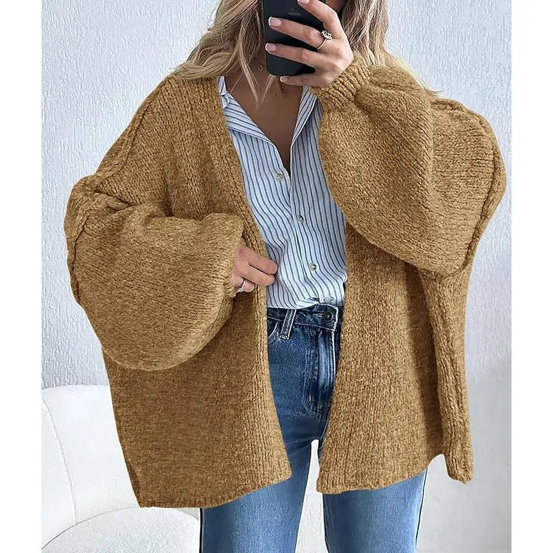 Pomence Women's Oversized Lantern Sleeve Cardigan