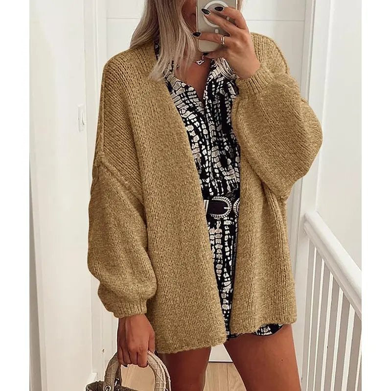 Pomence Women's Oversized Lantern Sleeve Cardigan