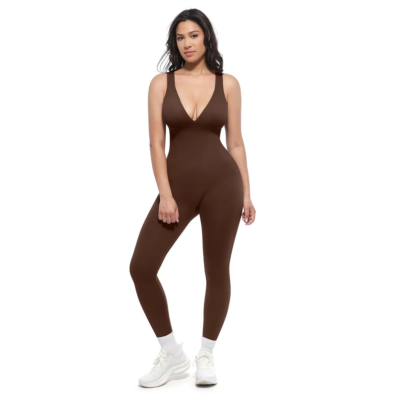 Pomence Women's Deep V Compression Shapewear Jumpsuit
