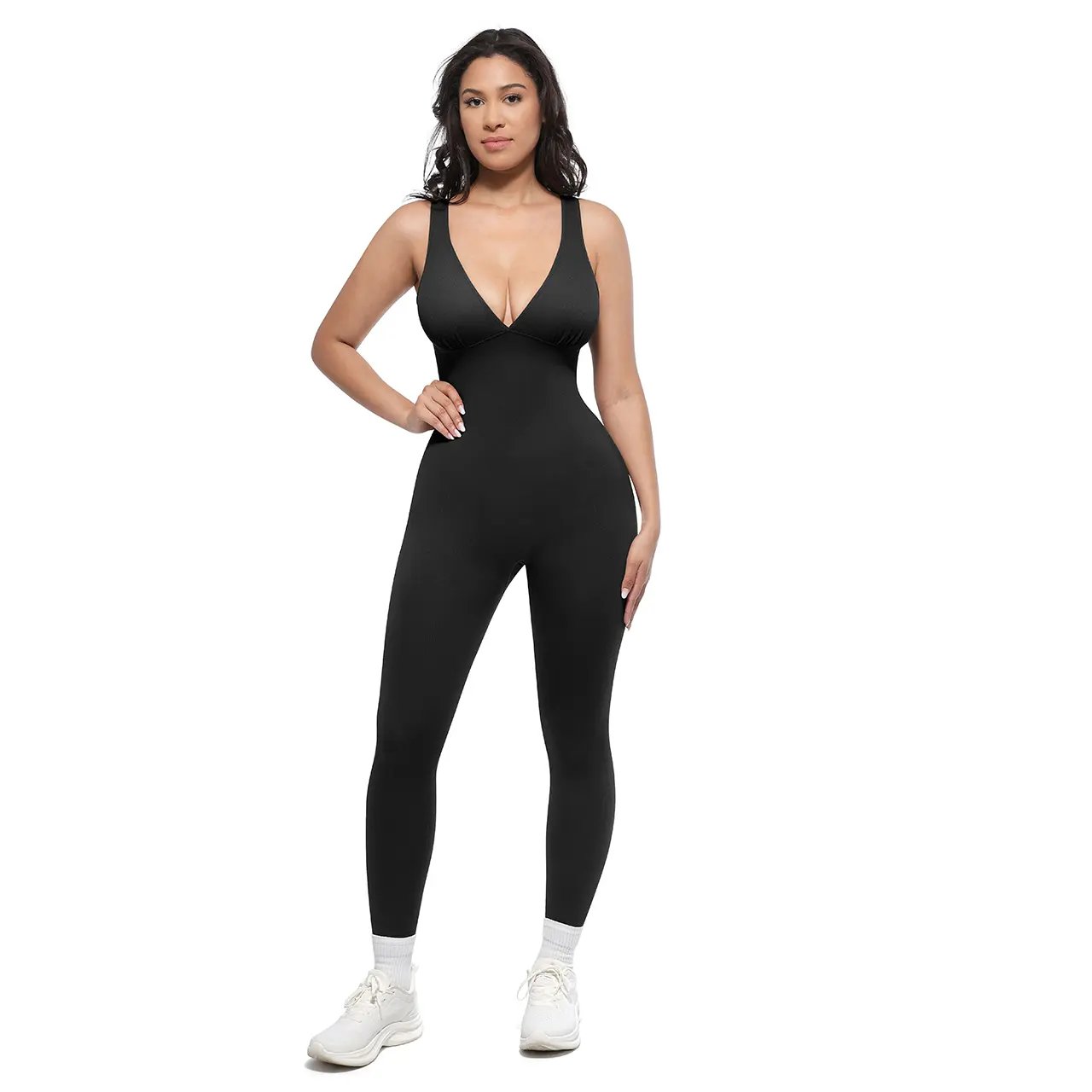 Pomence Women's Deep V Compression Shapewear Jumpsuit
