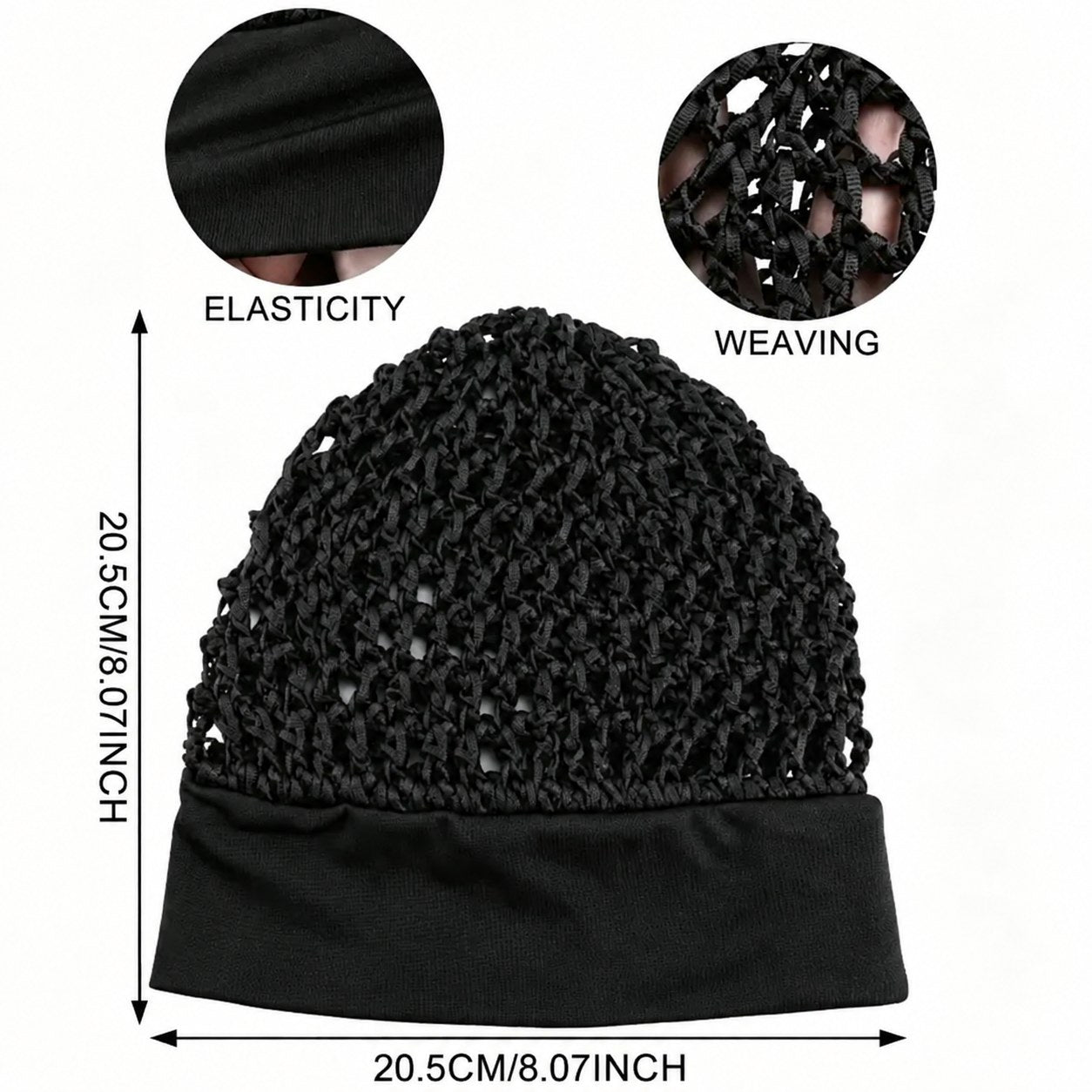 Close-up of the elastic band and the crochet weave of the Pomence sleeping bonnet