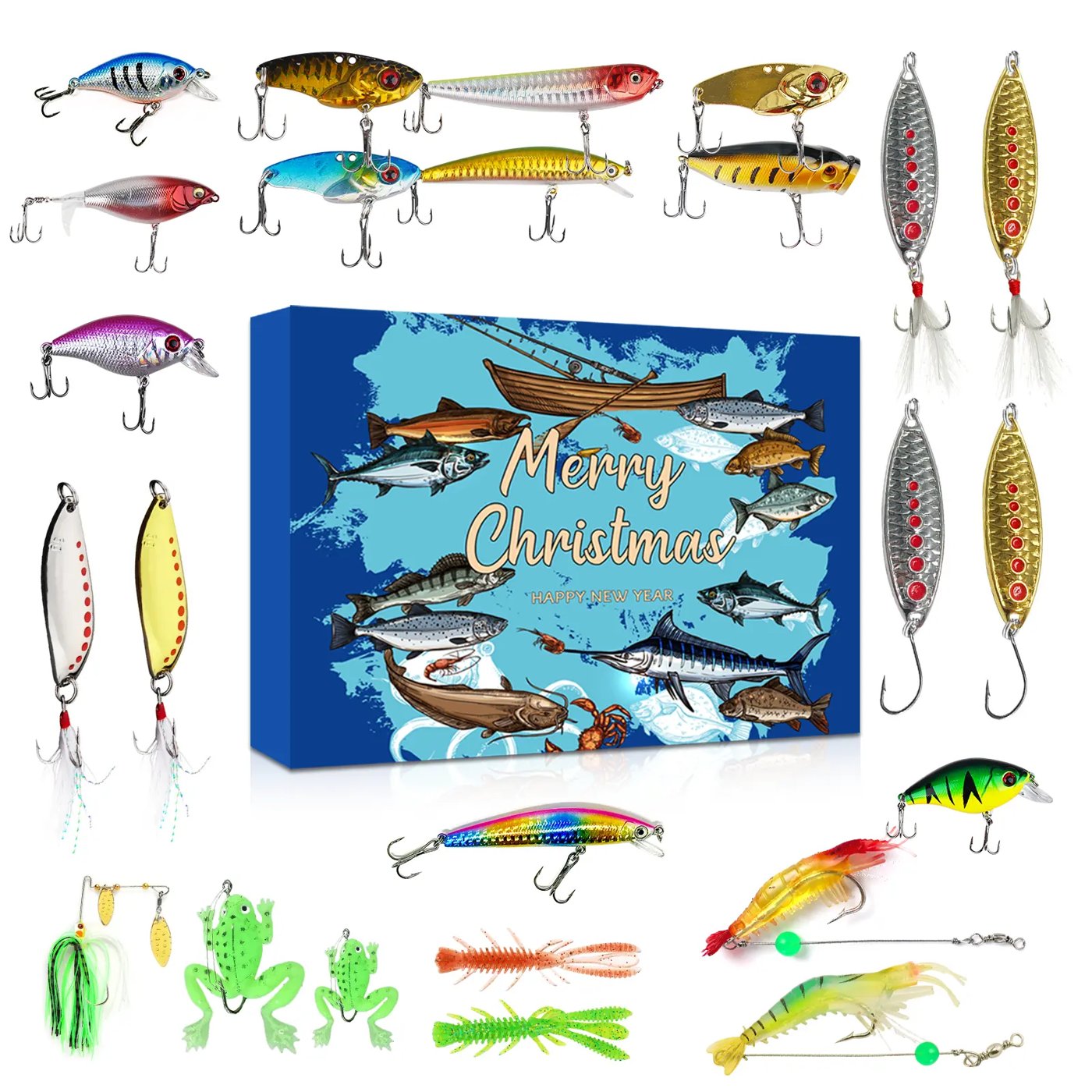 Pomence Fishing Lure Advent Calendar, 24 lures for a Christmas countdown