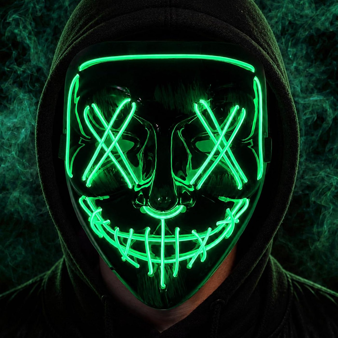 LED Halloween mask glow color options to match any costume
