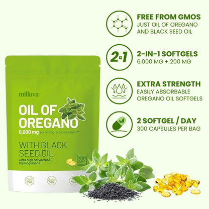 Milluva™ Oil of Oregano & Black Seed Oil