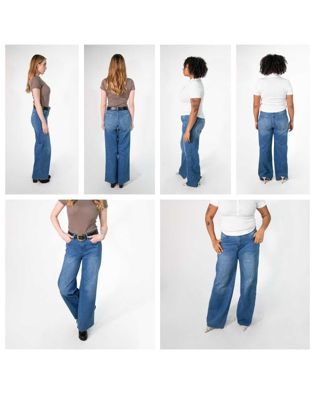 Pomence™ Baggy Wide-Leg Jeans. Pomence Baggy Wide-Leg Jeans in Medium Blue Wash