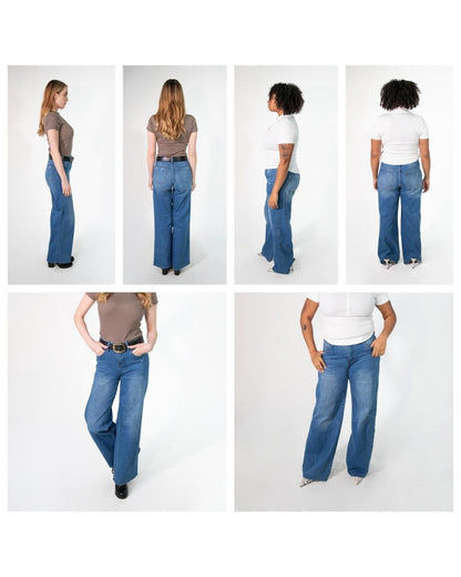 Pomence™ Baggy Wide-Leg Jeans. Pomence Baggy Wide-Leg Jeans in Medium Blue Wash