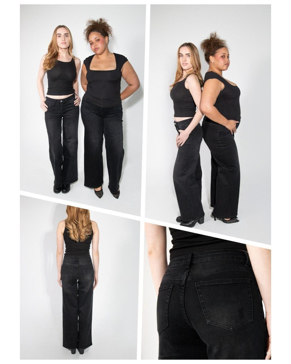 Pomence™ Baggy Wide-Leg Jeans. Pomence Baggy Wide-Leg Jeans in Black Wash