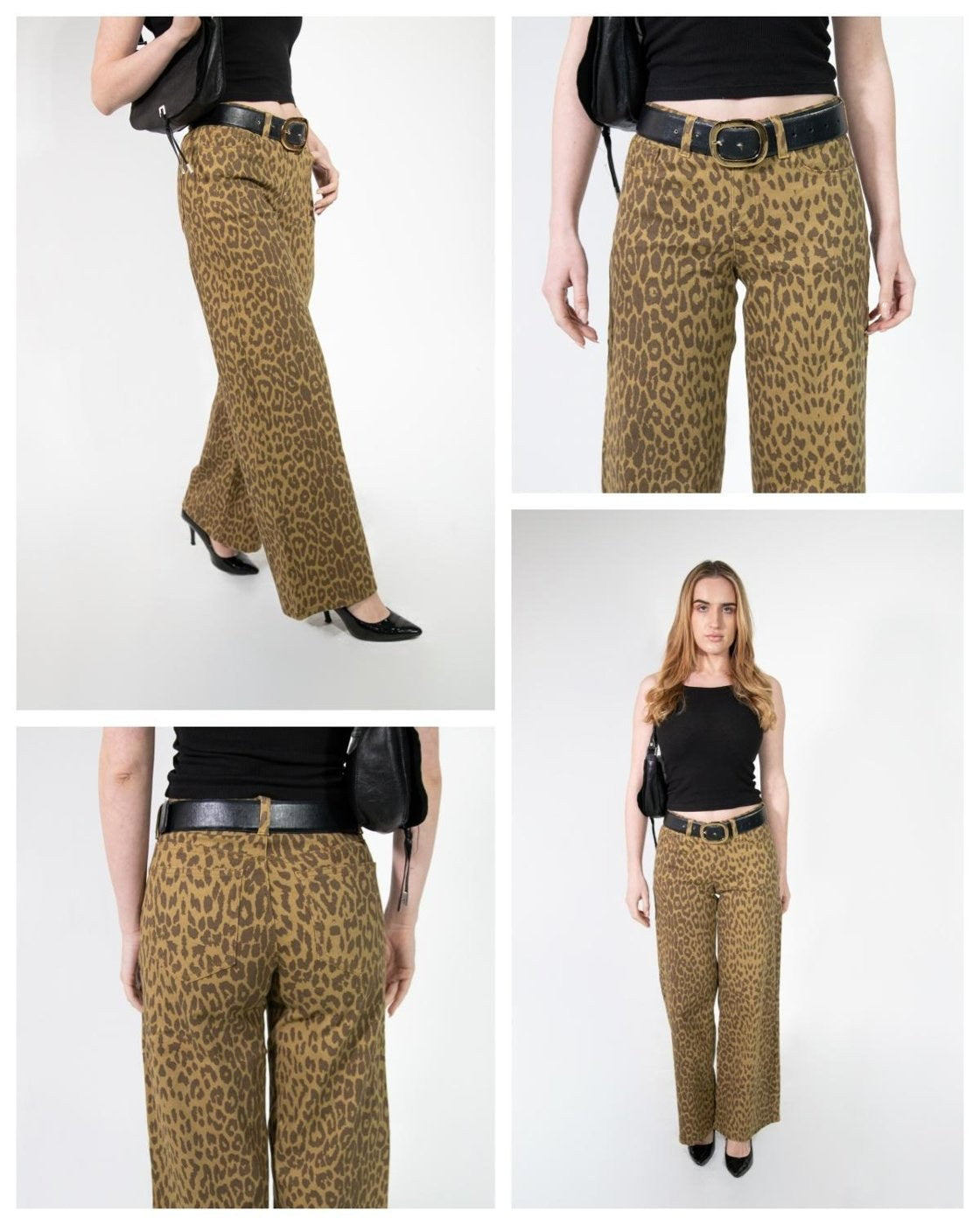 Pomence™ Baggy Wide-Leg Jeans. Pomence Baggy Wide-Leg Jeans in Leopard Print