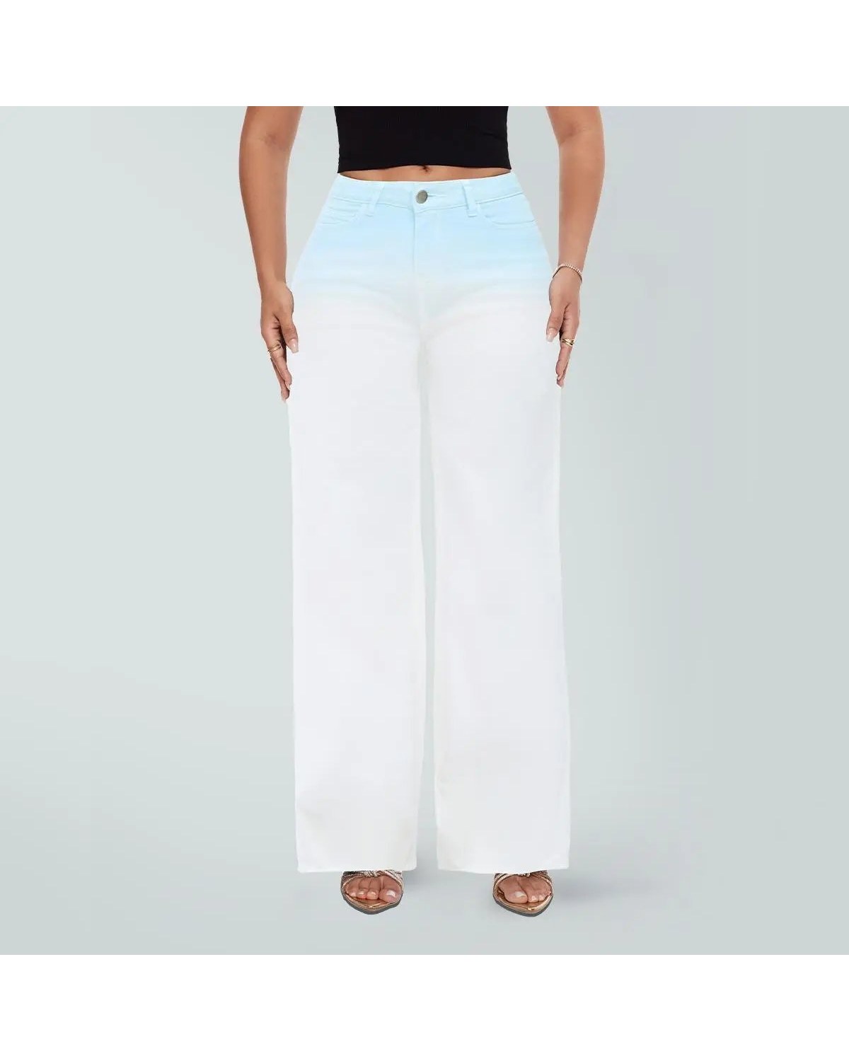Pomence™ Baggy Wide-Leg Jeans. Pomence Baggy Wide-Leg Jeans, back waist detail