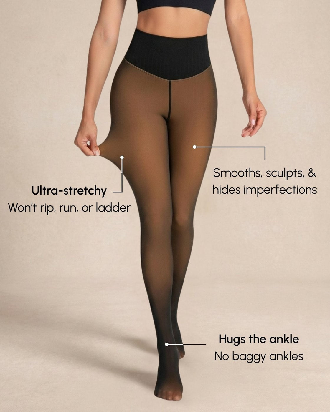 Sheer Illusion Fleece-Lined Tights
