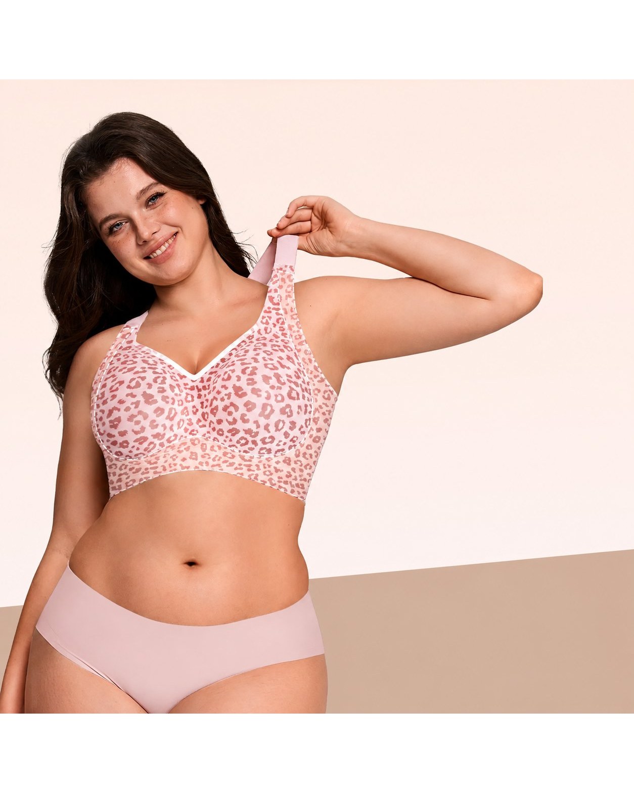 Pomence Jelly Bra Wirefree Full Coverage T-Shirt Bra. Pomence Jelly Bra, Pink Leopard