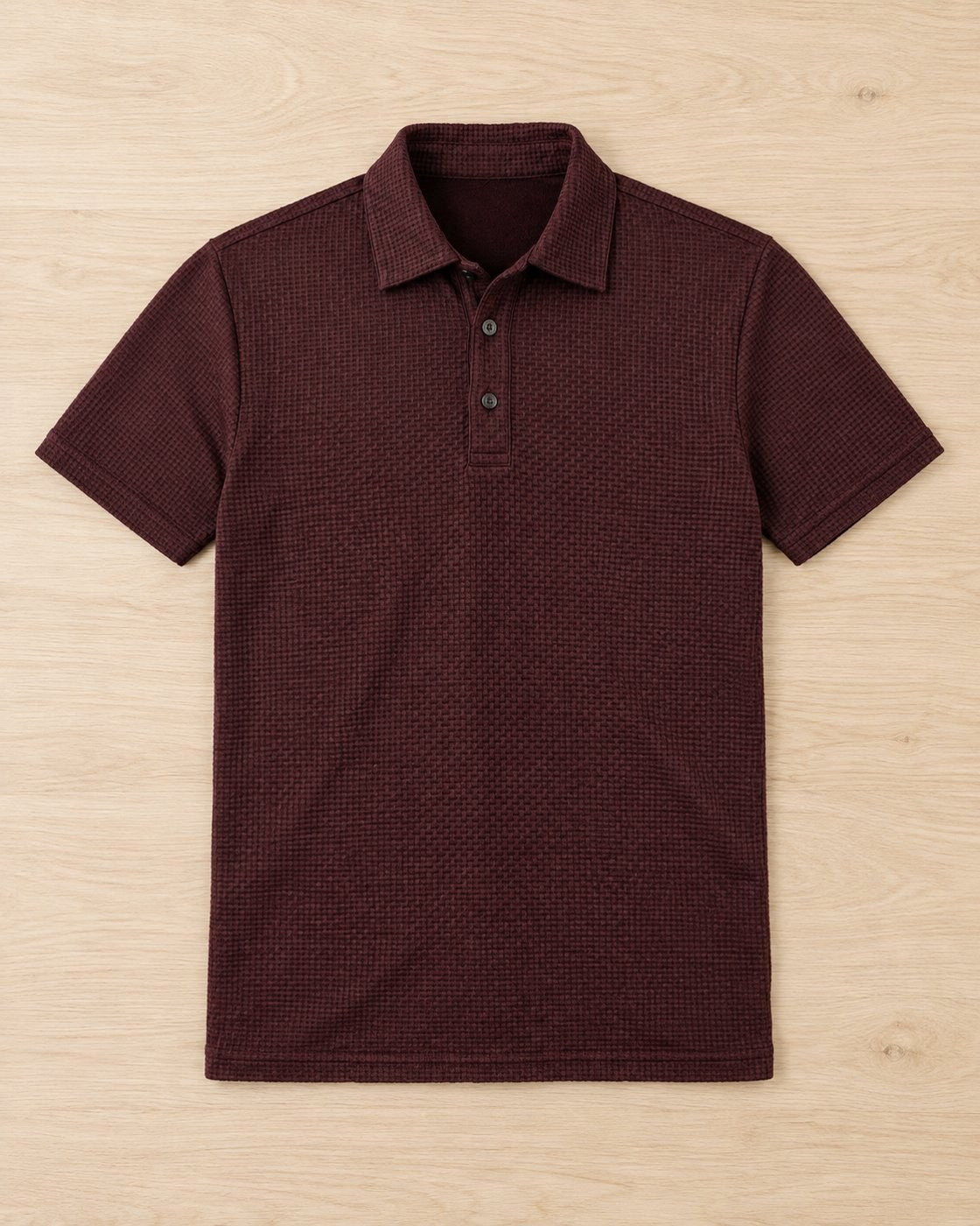 Pomence™ Textured Stretch Polo. Pomence Textured Stretch Polo, front view, Merlot Red