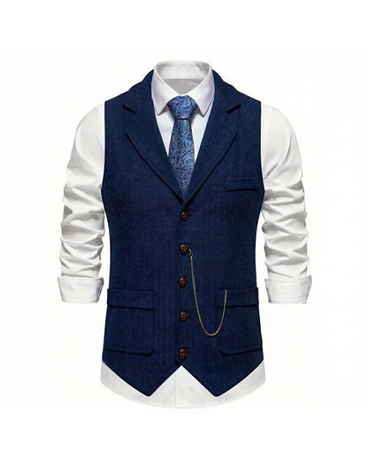 Lancaster Men's Ultra Comfortable Waistcoat. Lancaster Men's Ultra Comfortable Waistcoat, front view, Midnight Navy