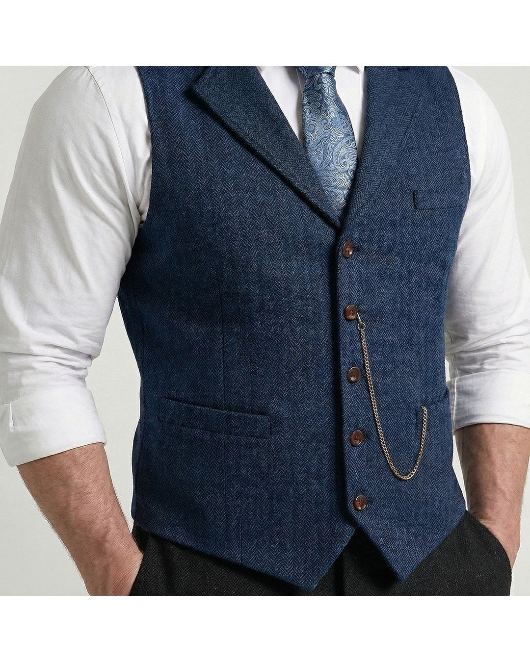 Lancaster Men's Ultra Comfortable Waistcoat. Lancaster Men's Ultra Comfortable Waistcoat, structured front and chain detail, worn