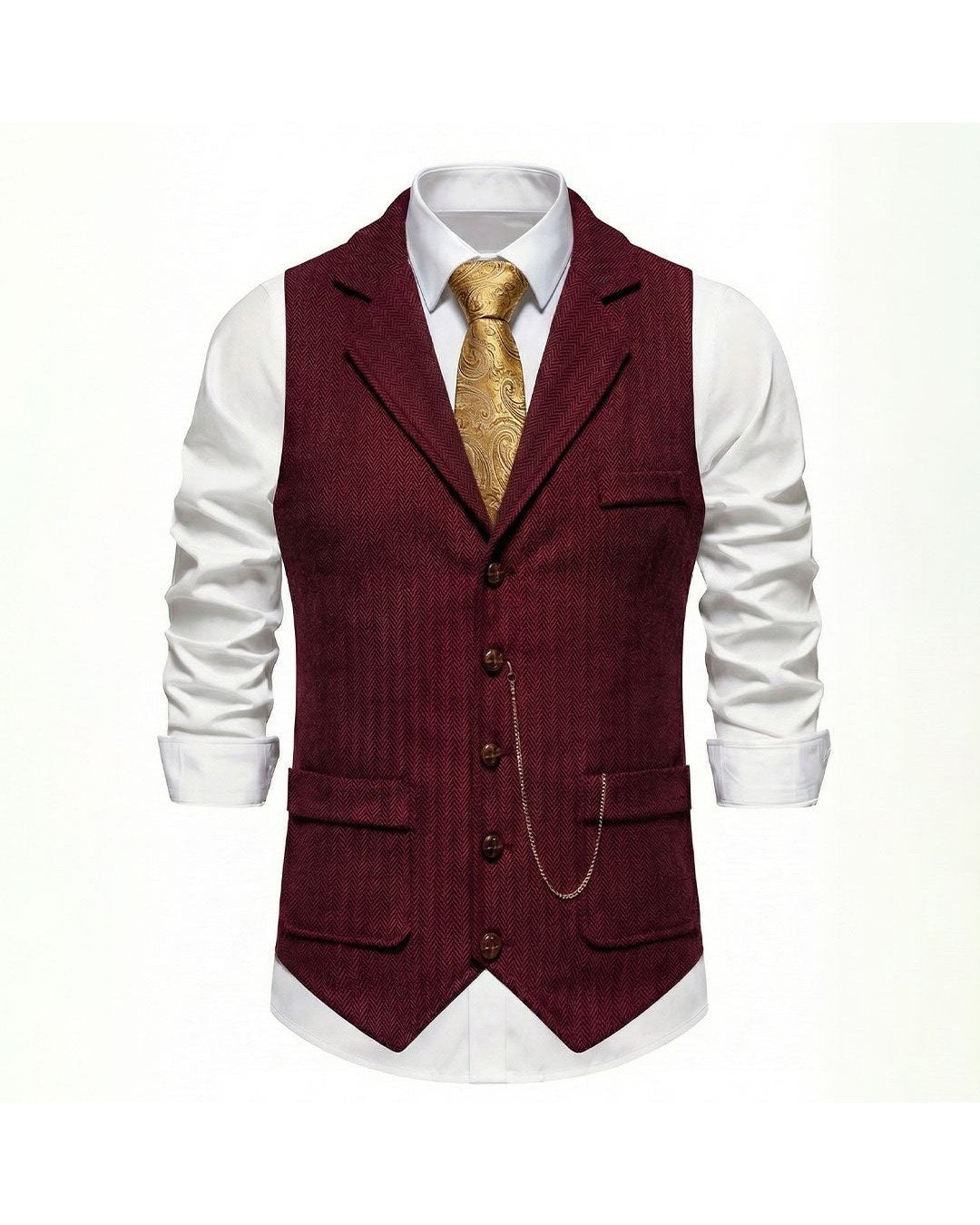 Lancaster Men's Ultra Comfortable Waistcoat. Lancaster Men's Ultra Comfortable Waistcoat, front view, Crimson Red