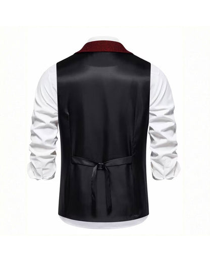 Lancaster Men's Ultra Comfortable Waistcoat. Lancaster Men's Ultra Comfortable Waistcoat, satin back panel, Crimson Red