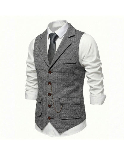 Lancaster Men's Ultra Comfortable Waistcoat. Lancaster Men's Ultra Comfortable Waistcoat, front view with tie, Gunmetal Gray