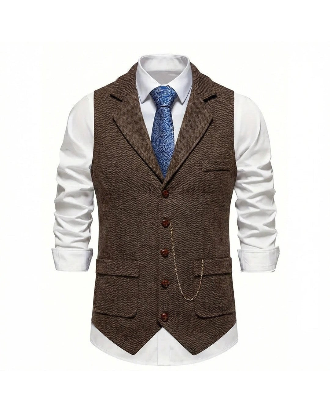 Lancaster Men's Ultra Comfortable Waistcoat. Lancaster Men's Ultra Comfortable Waistcoat, front view, Oxford Brown