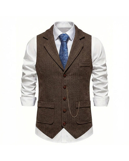 Lancaster Men's Ultra Comfortable Waistcoat. Lancaster Men's Ultra Comfortable Waistcoat, front view, Oxford Brown