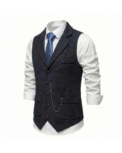 Lancaster Men's Ultra Comfortable Waistcoat. Lancaster Men's Ultra Comfortable Waistcoat, front view with tie, Midnight Black
