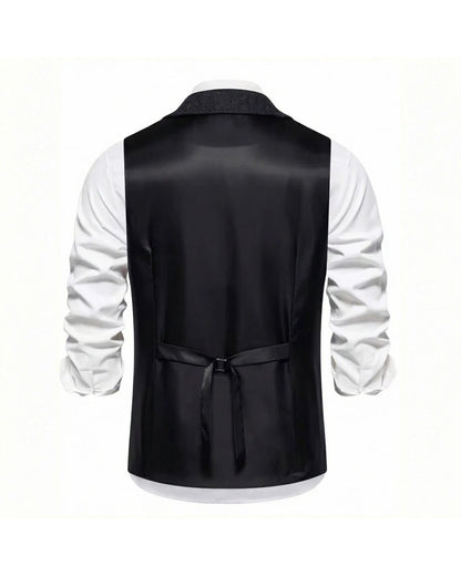 Lancaster Men's Ultra Comfortable Waistcoat. Lancaster Men's Ultra Comfortable Waistcoat, satin back panel, Midnight Black