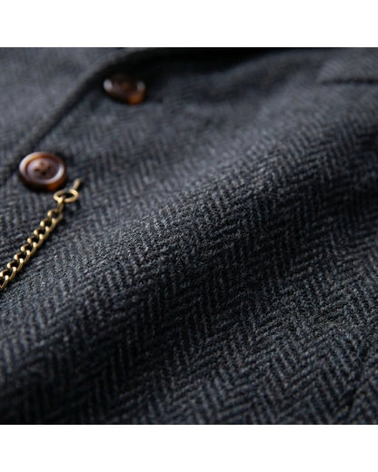 Lancaster Men's Ultra Comfortable Waistcoat. Lancaster Men's Ultra Comfortable Waistcoat, button and chain close-up, Midnight Black