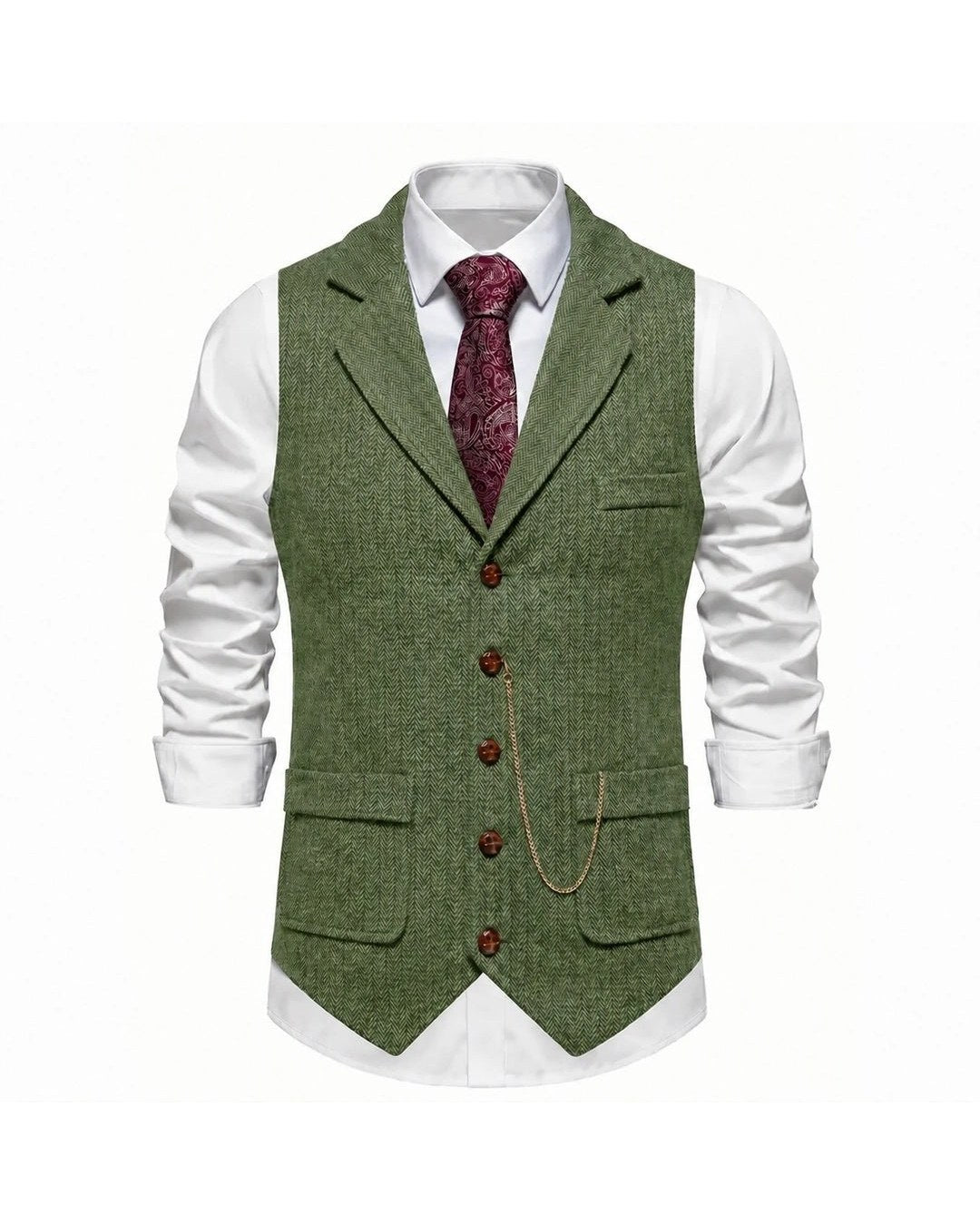Lancaster Men's Ultra Comfortable Waistcoat. Lancaster Men's Ultra Comfortable Waistcoat, front view, Olive Green