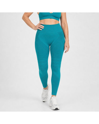 Pomence™ 3D Textured Anti-Cellulite Leggings. Emerald Green 3D textured anti-cellulite leggings, front view
