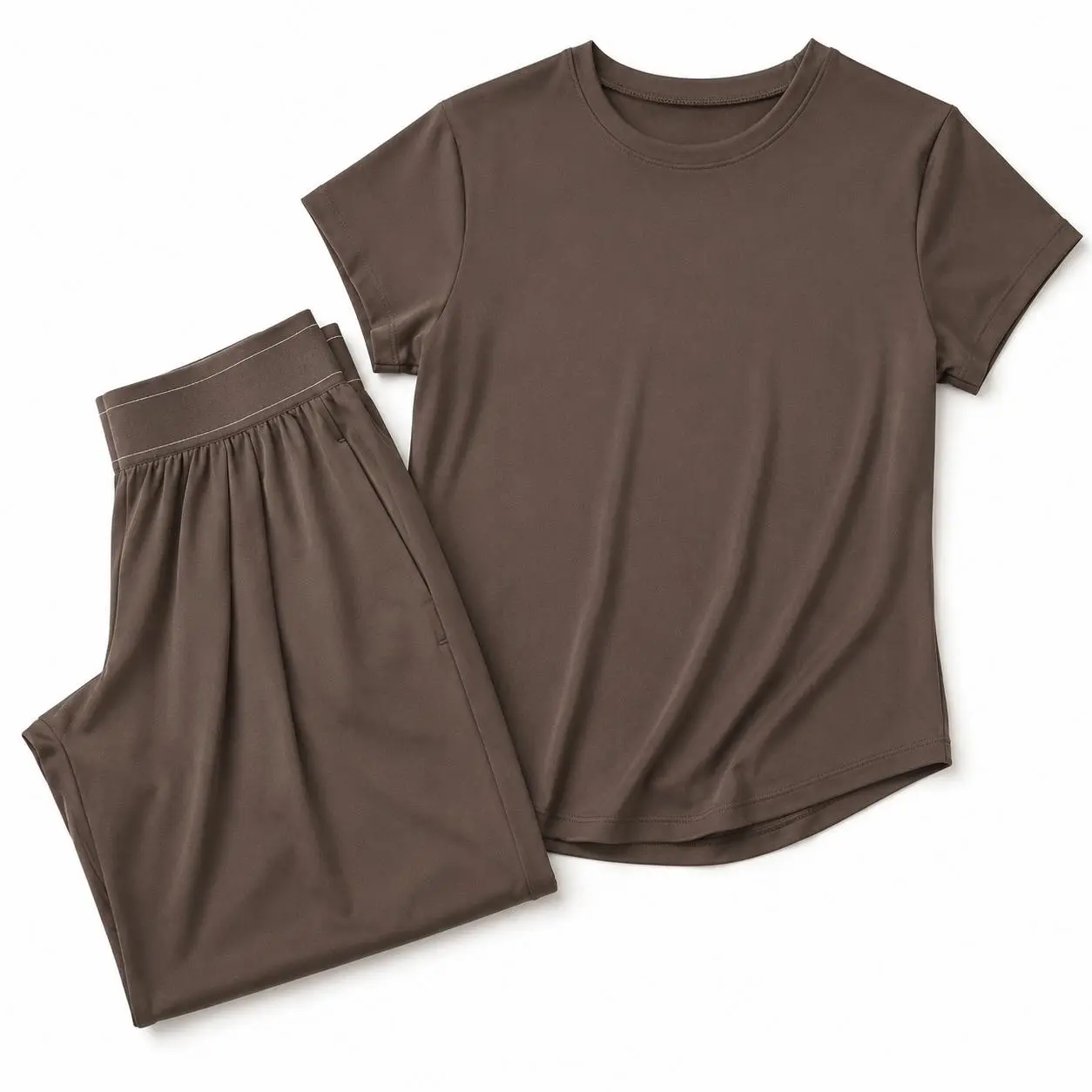 Pomence Women's Dusty Pink 2-Piece Loungewear Set. Brown
