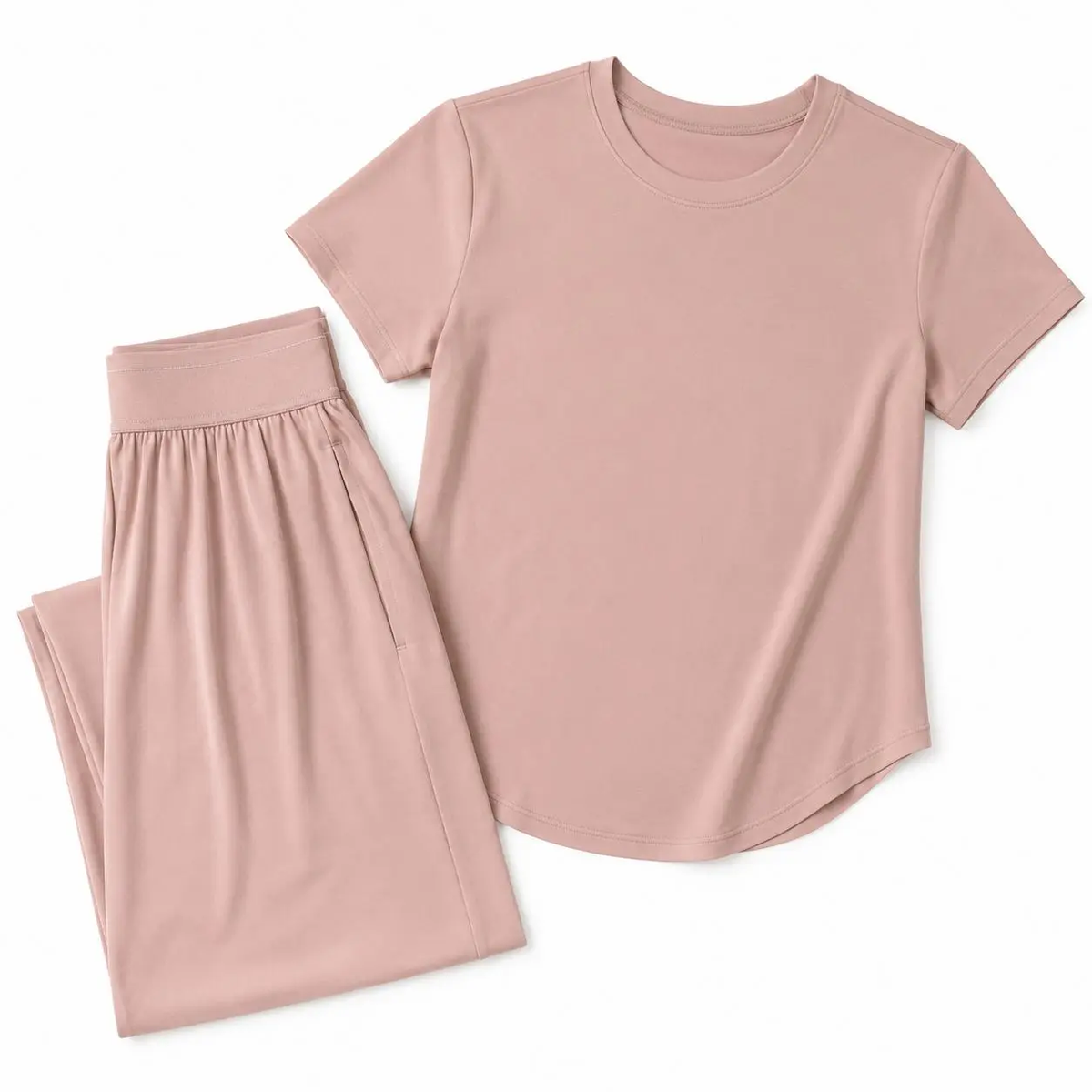 Pomence Women's Dusty Pink 2-Piece Loungewear Set. Pink