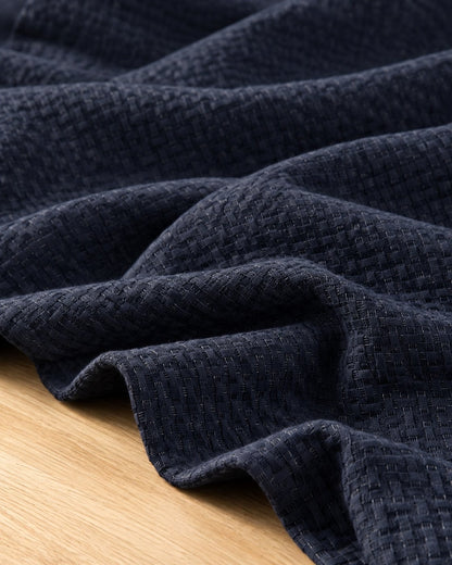 Pomence™ Long Sleeve Textured Polo. Pomence Long Sleeve Textured Polo, basket-weave waffle knit texture close up