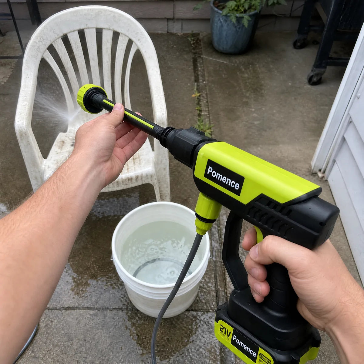 Linda M. using Pomence for patio furniture cleaning