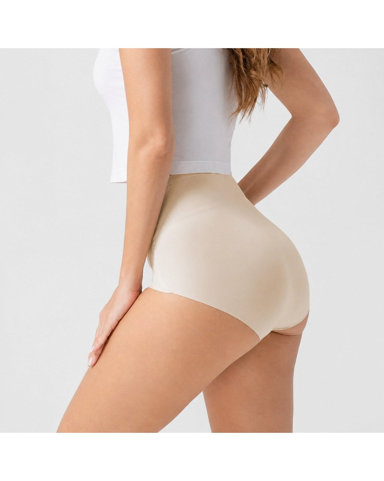 Pomence Women's Seamless High-Waist Panties, 5-Pack. Pomence Seamless High-Waist Panties, full coverage back view