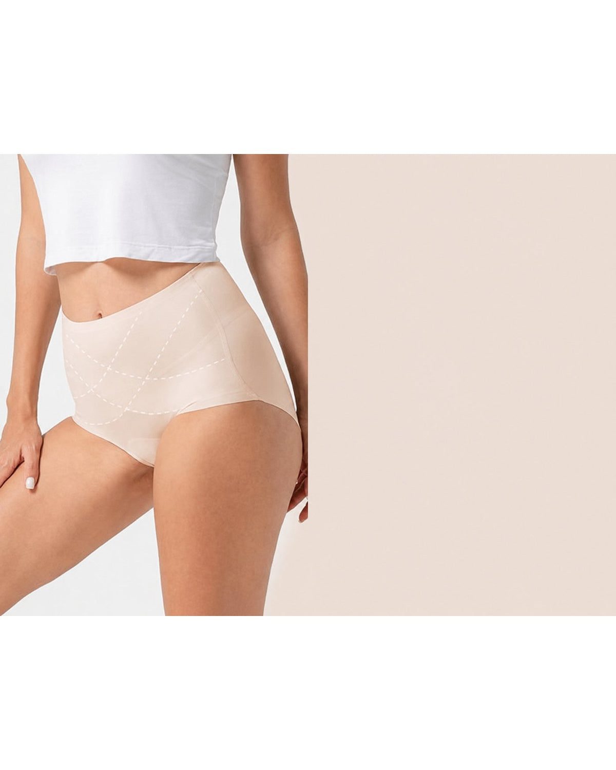 Pomence Women's Seamless High-Waist Panties, 5-Pack. Pomence Seamless High-Waist Panties, high-waist front view