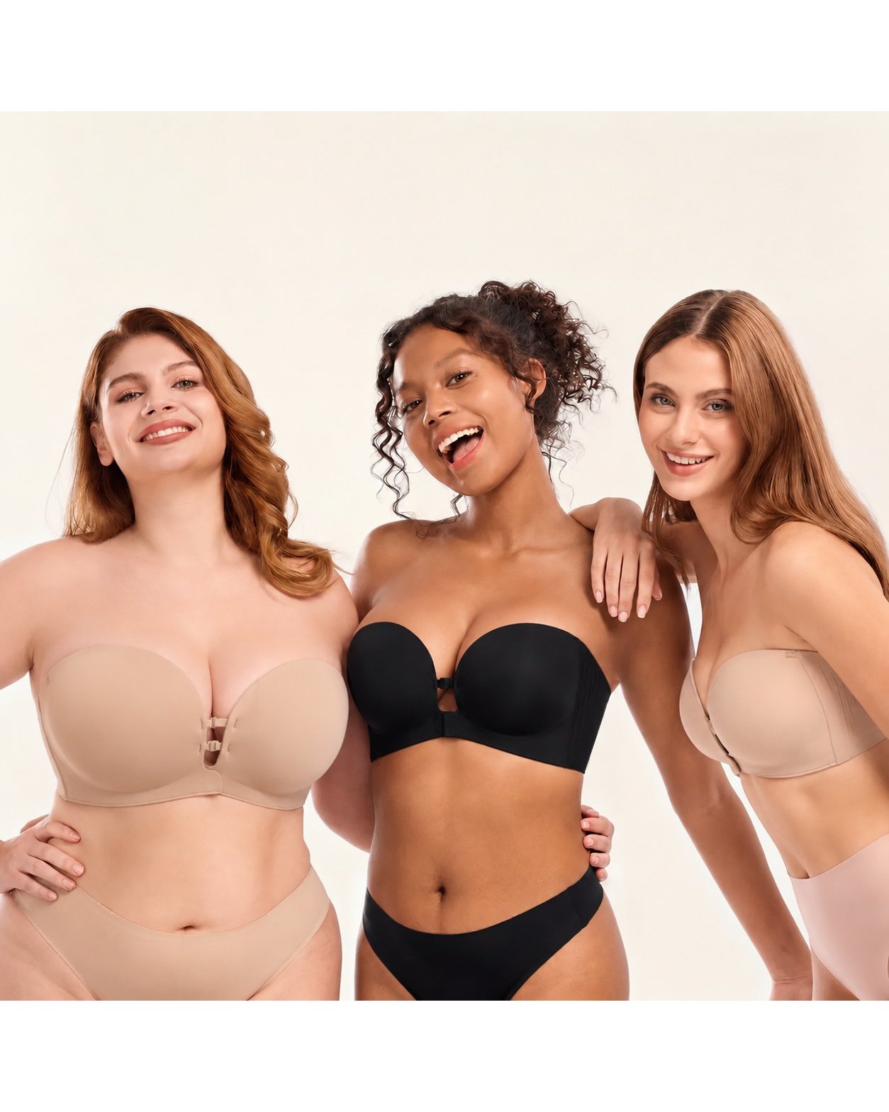 Pomence Strapless Front Closure Push-Up Bra. Pomence Strapless Front Closure Push-Up Bra, Black