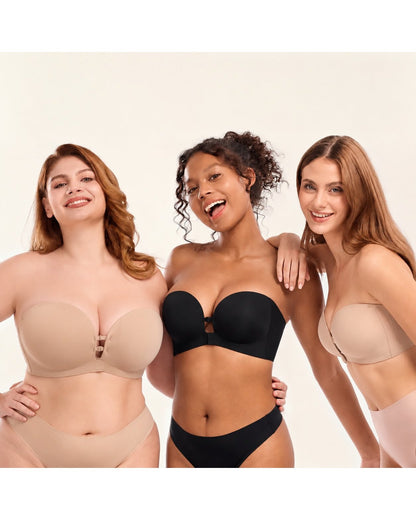 Pomence Strapless Front Closure Push-Up Bra. Pomence Strapless Front Closure Push-Up Bra, Black