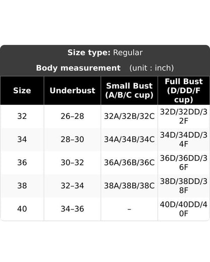 Pomence Strapless Front Closure Push-Up Bra. Pomence Strapless Front Closure Push-Up Bra size chart