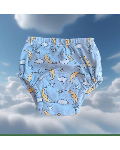 Pomence™ Potty Training Underwear (Buy 1 Get 1 Free). Pomence Potty Training Underwear, Sweet Dreams moon and cloud pattern, flat lay, no person