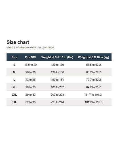 Pomence™ Textured Crew Tee. Size chart