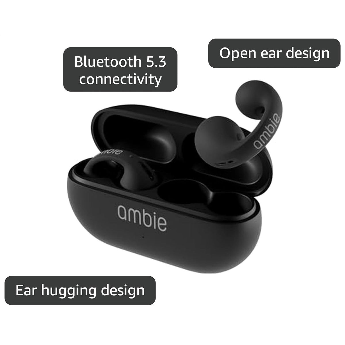 Ambie Sound Earcuffs AM-TW02. Open ear design, ear hugging design, Bluetooth 5.3 connectivity