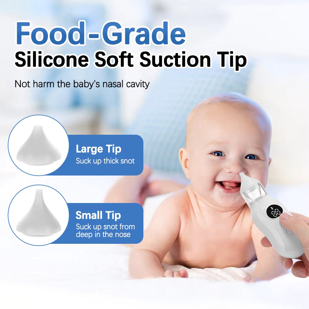 Baby Electric Nasal Aspirator, 9-Level Adjustable Suction Nose Sucker, Rechargeable Newborn Nose Cleaner with Food-Grade Silicone Tips
